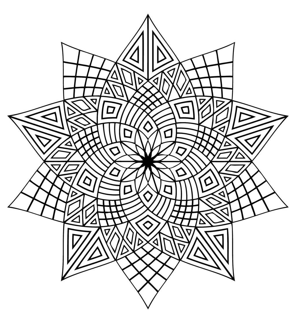 Coloriage Mandala complexe aux motifs géométriques - Mandala à imprimer